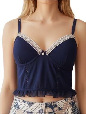 Vintage Seductivewear By Cinema Etoile Black Lace Bustier Top w/cameo charm SZ L